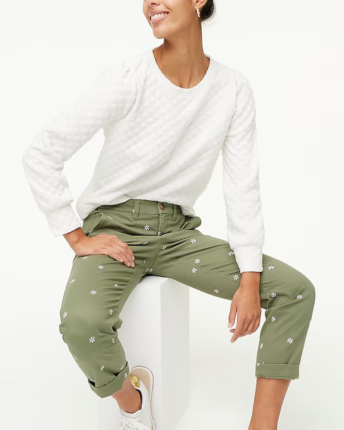 Puff-sleeve quilted pullover sweatshirt | J.Crew Factory