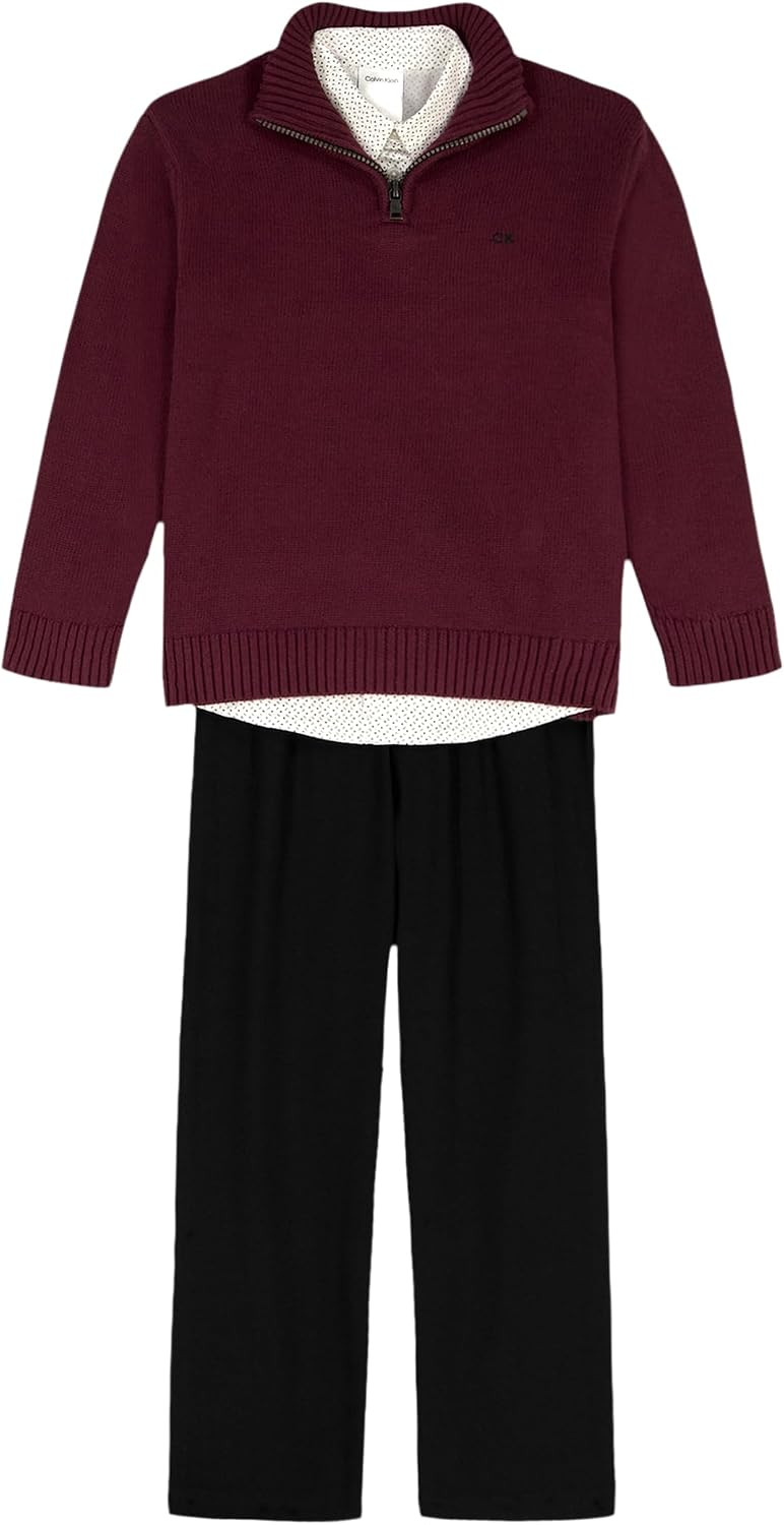 Calvin Klein boys 3-piece Sweater Set With Matching Button-down Shirt and Pants | Amazon (US)