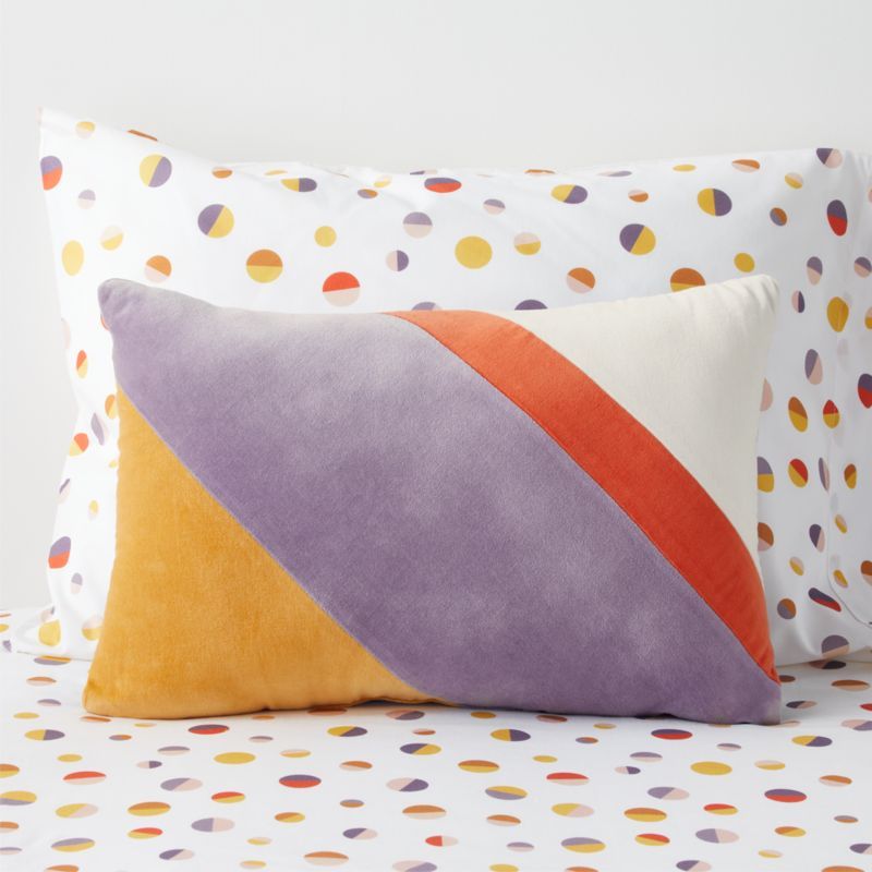 Purple Ray Colorblock Velvet Kids Throw Pillow + Reviews | Crate & Kids | Crate & Barrel