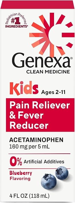 Genexa Children's Acetaminophen Made Clean, Fever Reducer for Kids, 4 fl oz | Amazon (US)