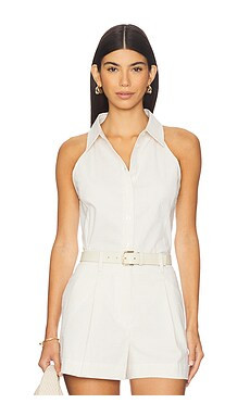 L'Academie by Marianna Emi Top in Khaki Stripe from Revolve.com | Revolve Clothing (Global)