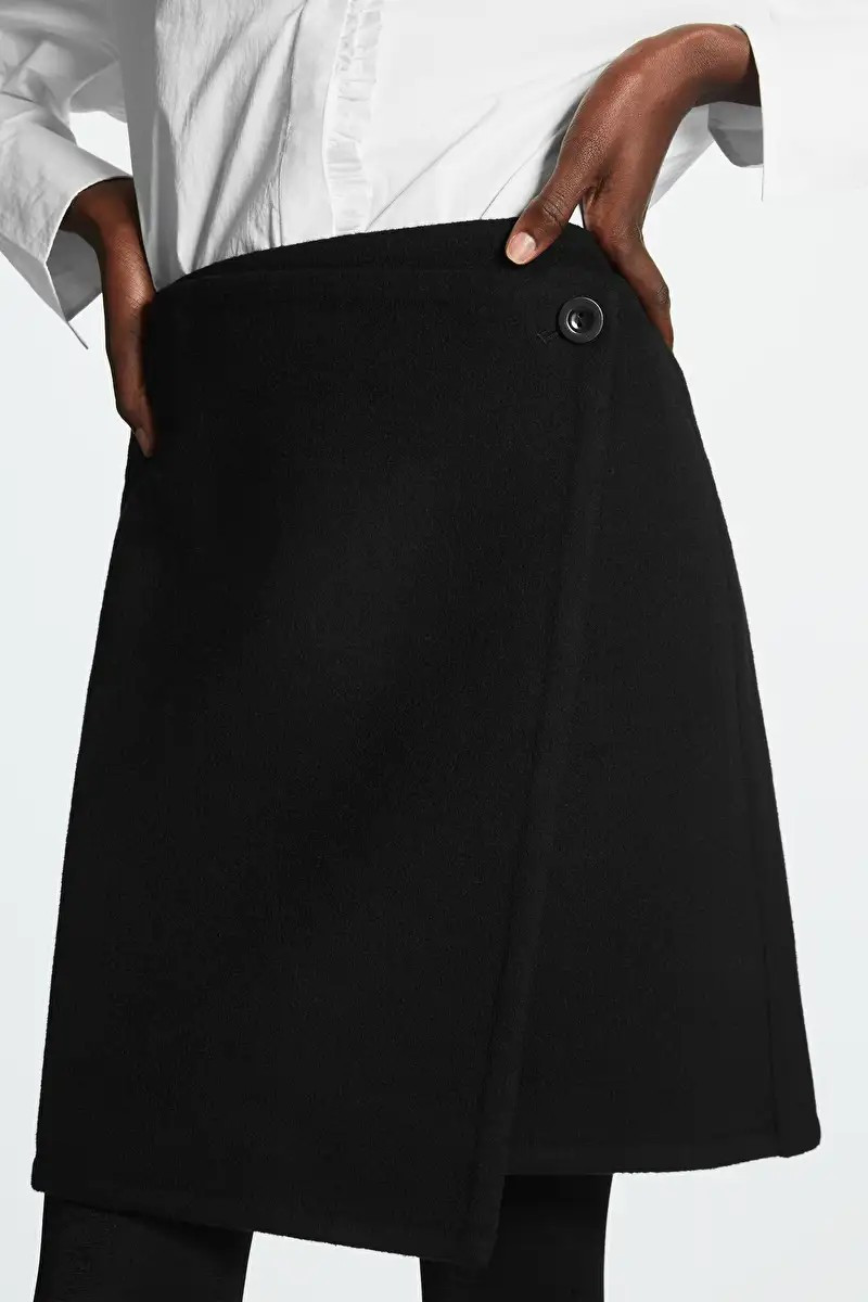 WOOL MINI WRAP SKIRT - BLACK - Skirts - COS | COS (US)