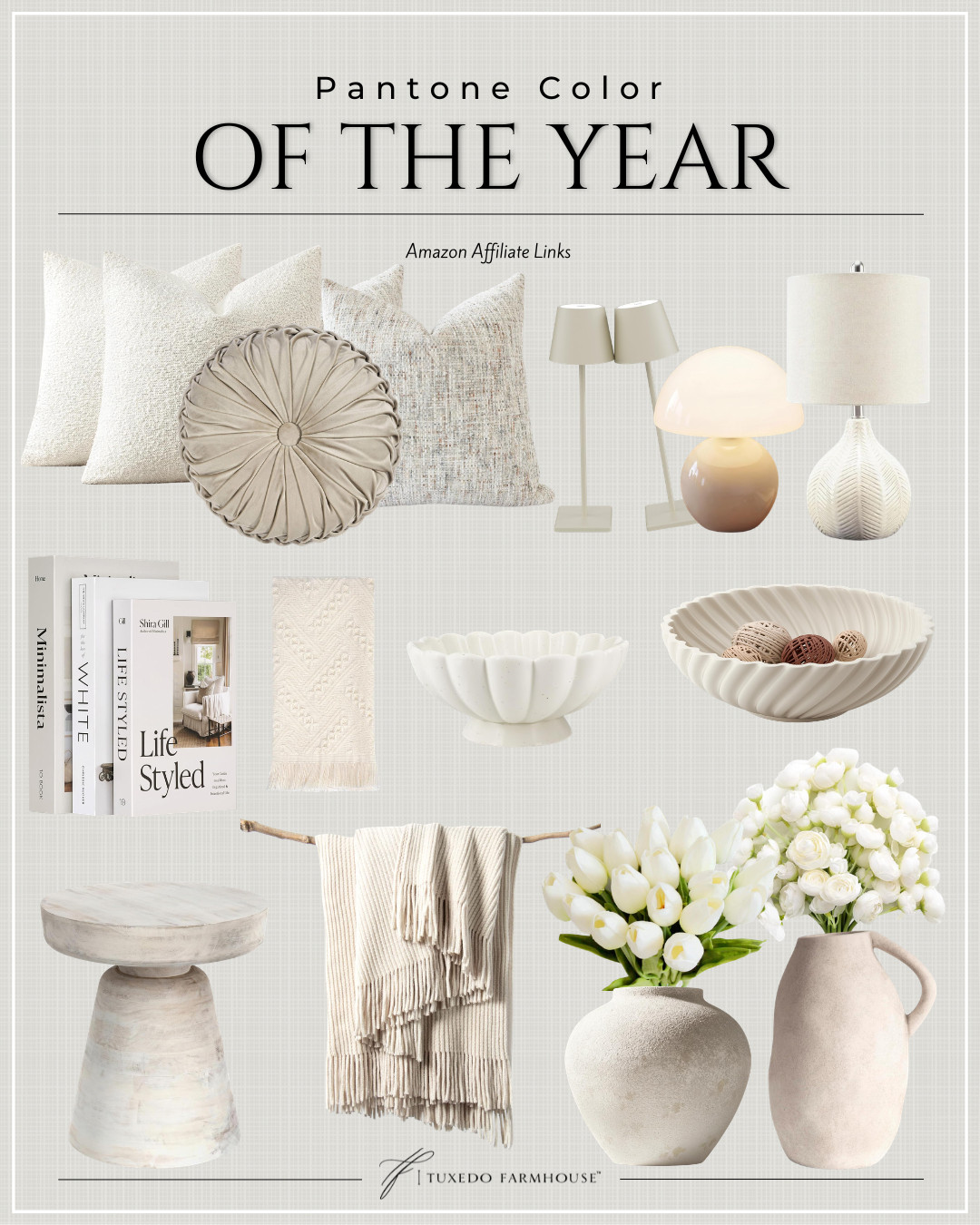 Pantone’s Color of the Year is everywhere, and I can see why! 🤍 These soft cream-inspired neutrals bring warmth, texture, and timeless elegance to any space. From cozy pillows and beautiful lighting to decorative bowls, throws, and florals, these Amazon finds make it easy to incorporate this designer-loved color into your home without a major refresh.

#LTKHome #LTKStyleTip #AmazonFinds #PantoneColorOfTheYear #NeutralDecor #HomeDecorFinds #CozyHome #DesignerInspiredDecor 

 #LTKSeasonal #LTKHome #LTKSaleAlert