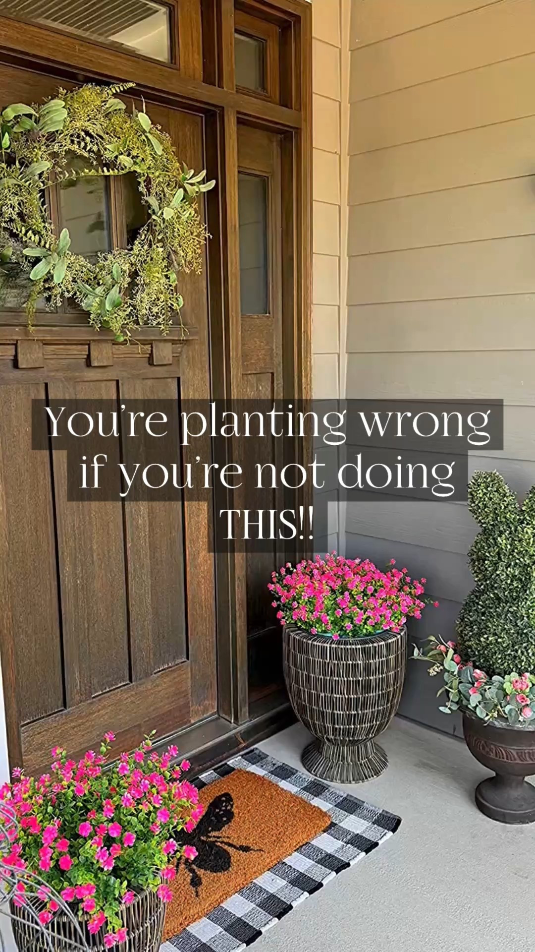 My Spring Front Porch

I used this fun pool noodle hack to hold the flowers in place in my large planter. It’s a lot more secure and holds my flowers in place when windy. The pink faux flowers are so pretty and come in several different colors. I used 3 boxes between the 2 planters.

I cannot link my planters  but I have linked a few other options.

Tip: cut the pool noodle about 1” shorter than the planter.

Faux spring flowers, outdoor planters, spring wreaths, black and white checkered layering rug, bunny topiary, doormat, floral wreath, diamond pattered entryway rug

#LTKHome #LTKstorytime #LTKSeasonal