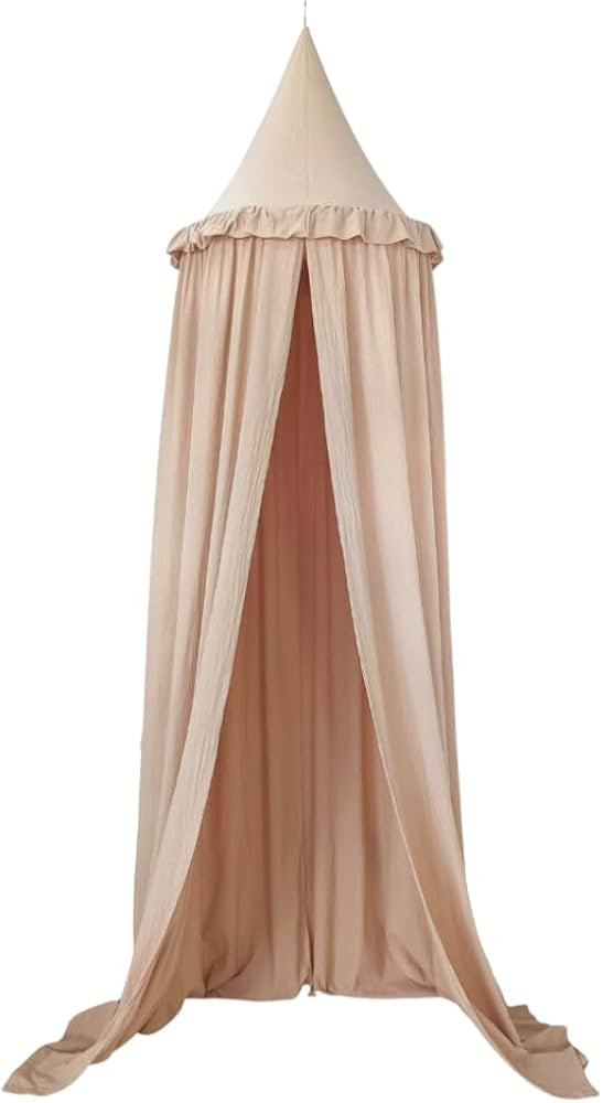 Wonder Space Kids Bed Canopy with Ruffles, Pastel Neutral Color for Boys & Girls, Frilled Cotton ... | Amazon (US)