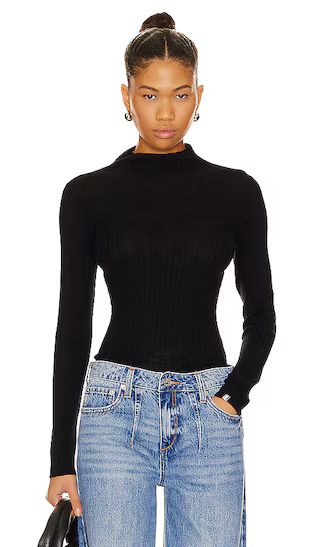 Carter Merino Mock Neck in Black | Revolve Clothing (Global)