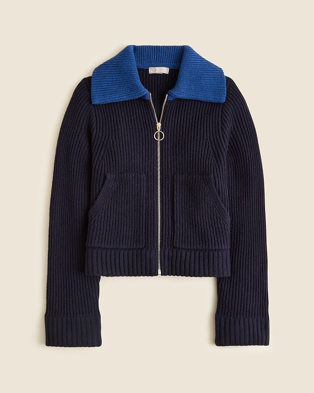 Colorblock collared full-zip sweater in wool | J. Crew US