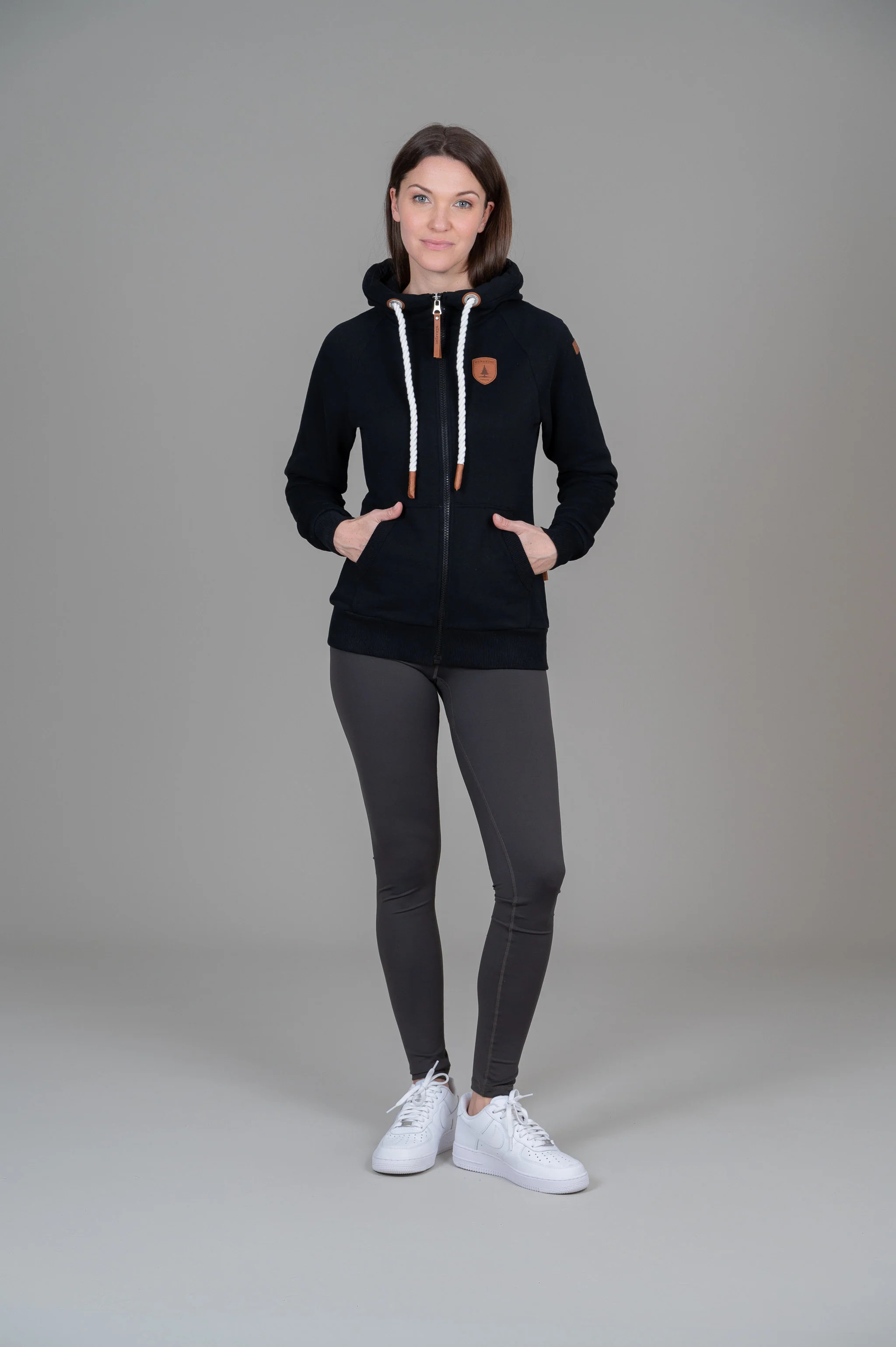 Hera Black Full-Zip Hoodie | Wanakome