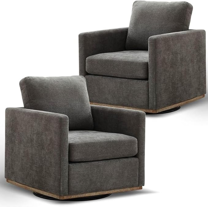 Swivel Accent Chair Set of 2, 360 Degree Square Swivel Chair for Living Room, Mid Century Modern ... | Amazon (US)