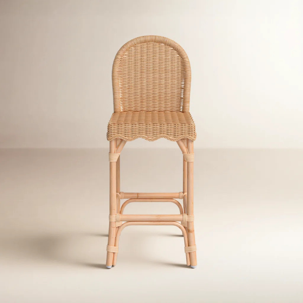 Lacie Rattan Scalloped Edge Bar Stool | Wayfair North America
