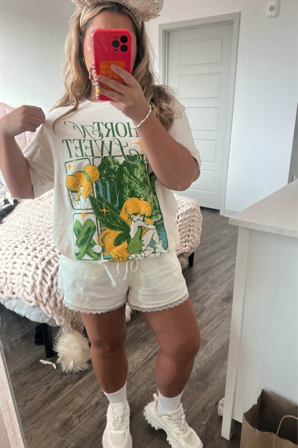 GRWM for Disneys Animal kingdom
- Sabrina Carpenter x Tinkerbell
- drawstring linen boxer shorts with lace
- chunky white sneaker
- disney lv fanny pack

#LTKbeauty #LTKtravel #LTKstyletip