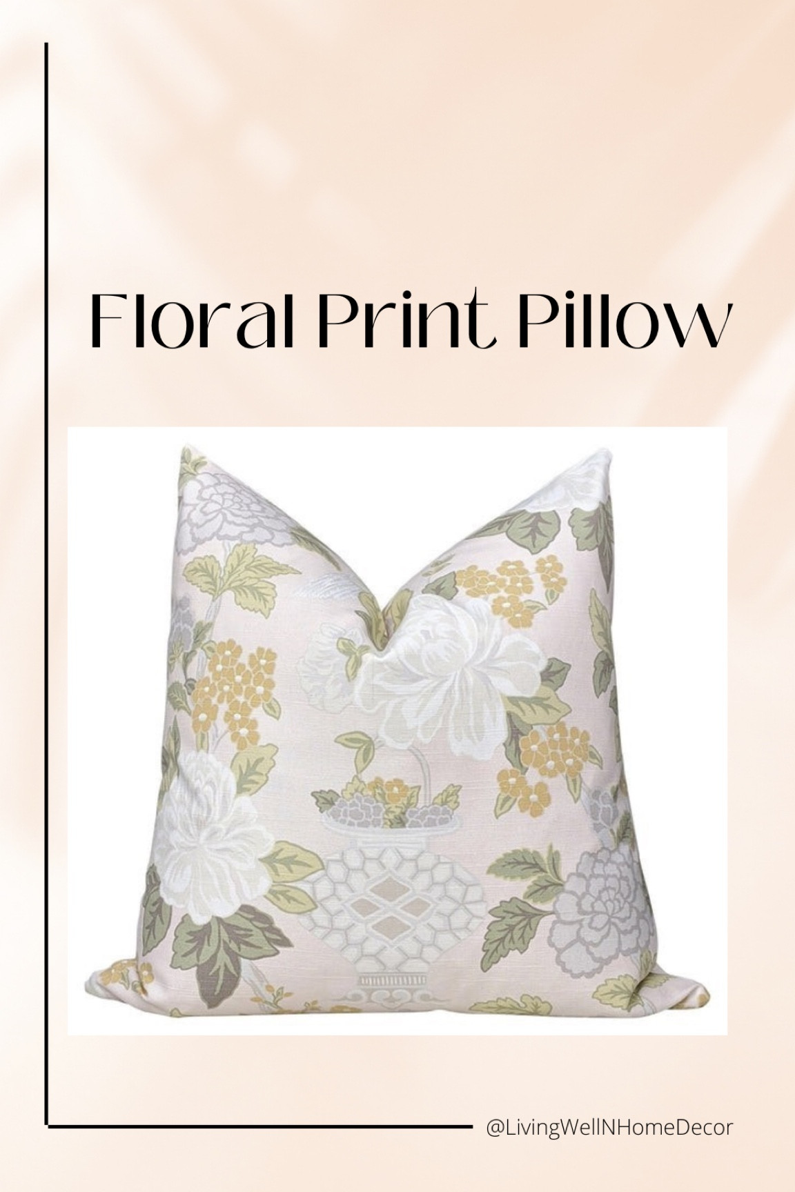 Abbeyville Floral print pillow cover from Land of Pillows. 
This Grandmillenial print of birds and flowers are set against a light blush pink background. Add whimsy to any space with these well made pillow covers. Perfect pairing: Animal print. 

Gold, taupe, ecru, green, white

#LTKstyletip #LTKunder50 #LTKhome