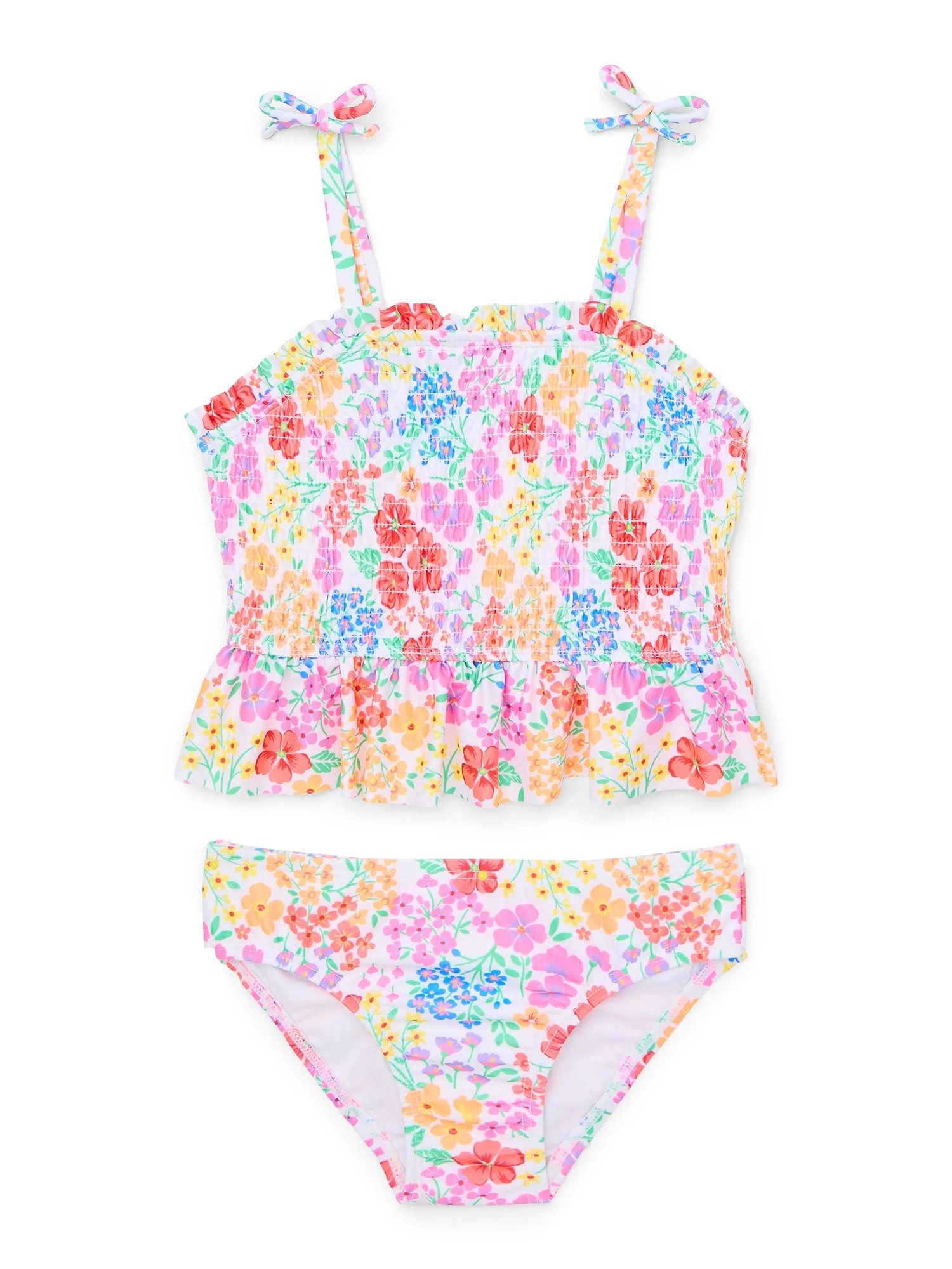 Wonder Nation Toddler Girl Smocked Ruffle Tankini, 2-Piece, Sizes 12M-5T | Walmart (US)