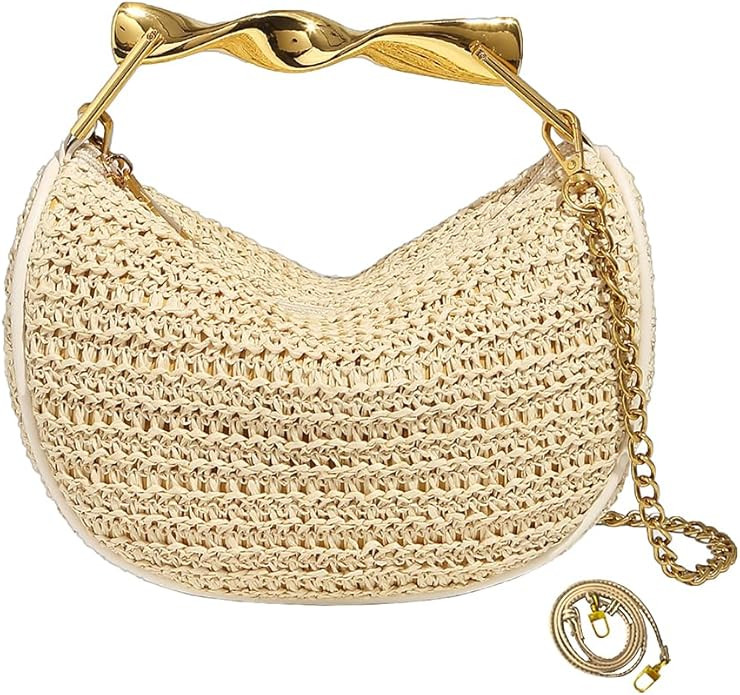 JYG Handmade Straw Crossbody Bags for Women Mini Summer Satchel Purse Fashion Woven Shoulder Hand... | Amazon (US)