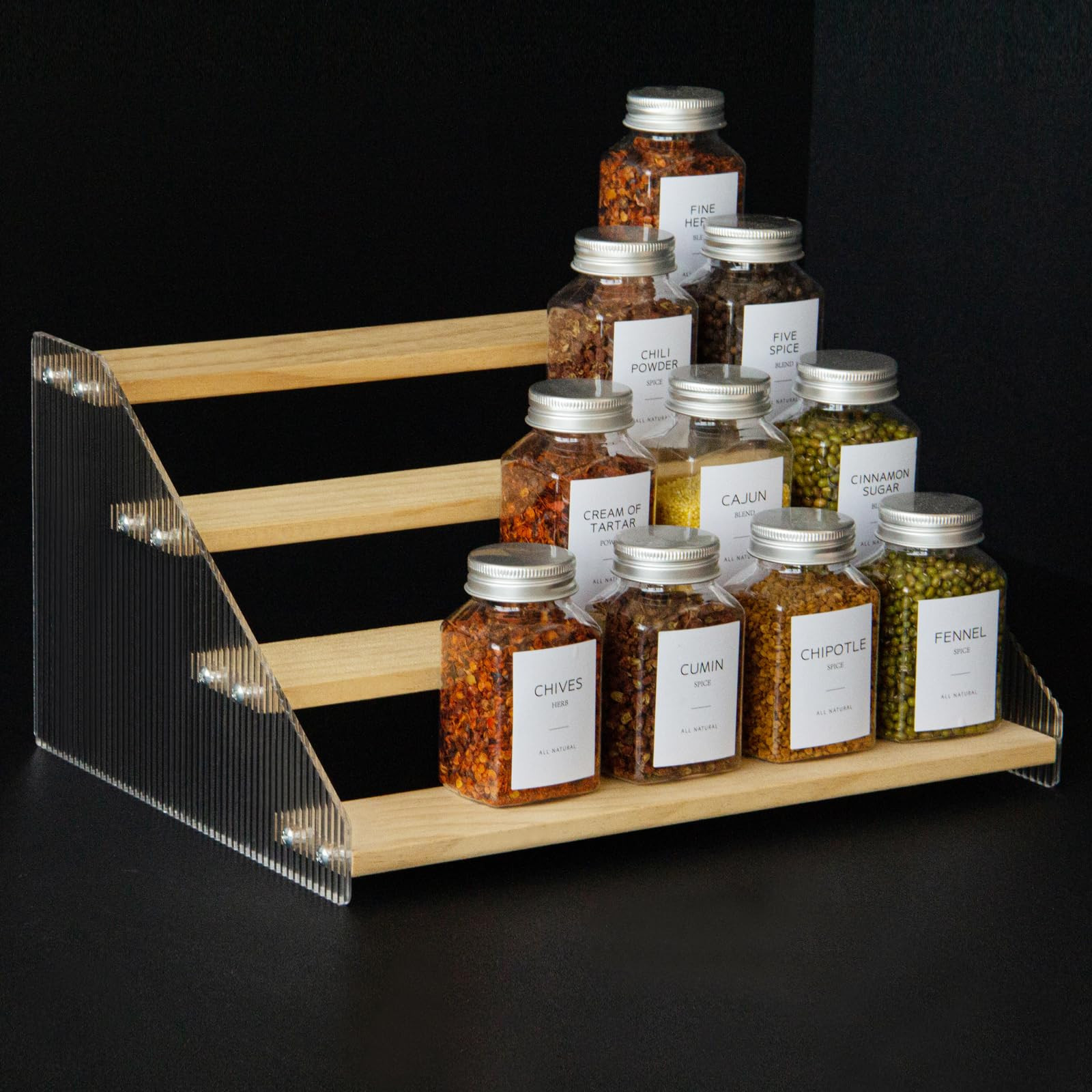 nianfeng Tiered Spice Rack, 6-Tier Spice Pantry Kitchen Cabinet Organizer, 19.9-Inch, Natural Woo... | Amazon (US)
