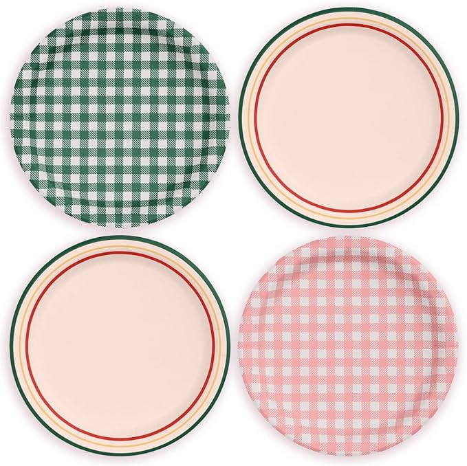 xo, Fetti Camp Gingham Paper Plates - 24 pk, 9" | Bachelorette Decorations, Camp Bride, Getting L... | Amazon (US)