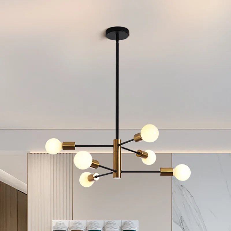 6-Light Industrial, Mid-Century Modern Chandeliers Light Fixture Adjustable Ceiling | Wayfair North America