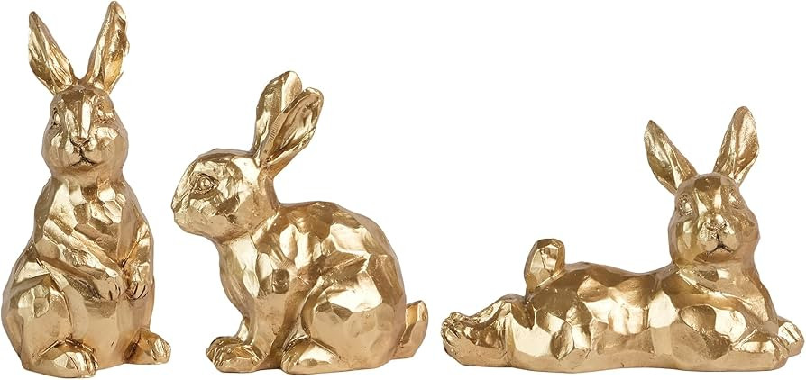 3pcs Gold Bunny Easter Decor,Small Rabbit Figurines for Spring Table Vintage Home Decorations | Amazon (US)