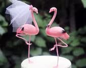 In Stock Soon! Pink Flamingo Wedding Cake Topper: Bride  Groom Love Bird Cake Topper  Featured in Destination Wedding Magazine | Etsy (US)