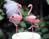 In Stock Soon! Pink Flamingo Wedding Cake Topper: Bride  Groom Love Bird Cake Topper  Featured in Destination Wedding Magazine | Etsy (US)