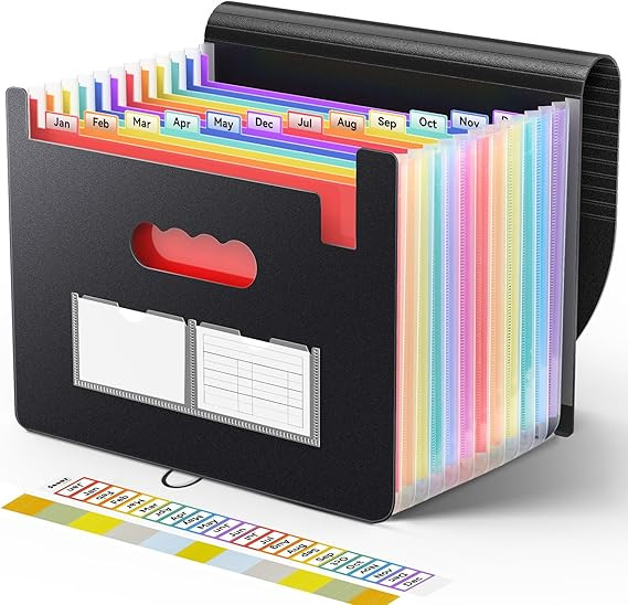 Sooez Accordion File Organizer, 13 Pockets Expanding File Folder, Portable Monthly Paper Bill Tax... | Amazon (US)