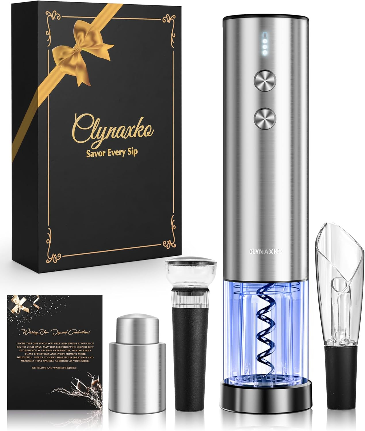 Electric Wine Opener Set - Premium Wine Gifts with Wine Opener, Foil Cutter, Wine Aerator, Vacuum... | Amazon (US)