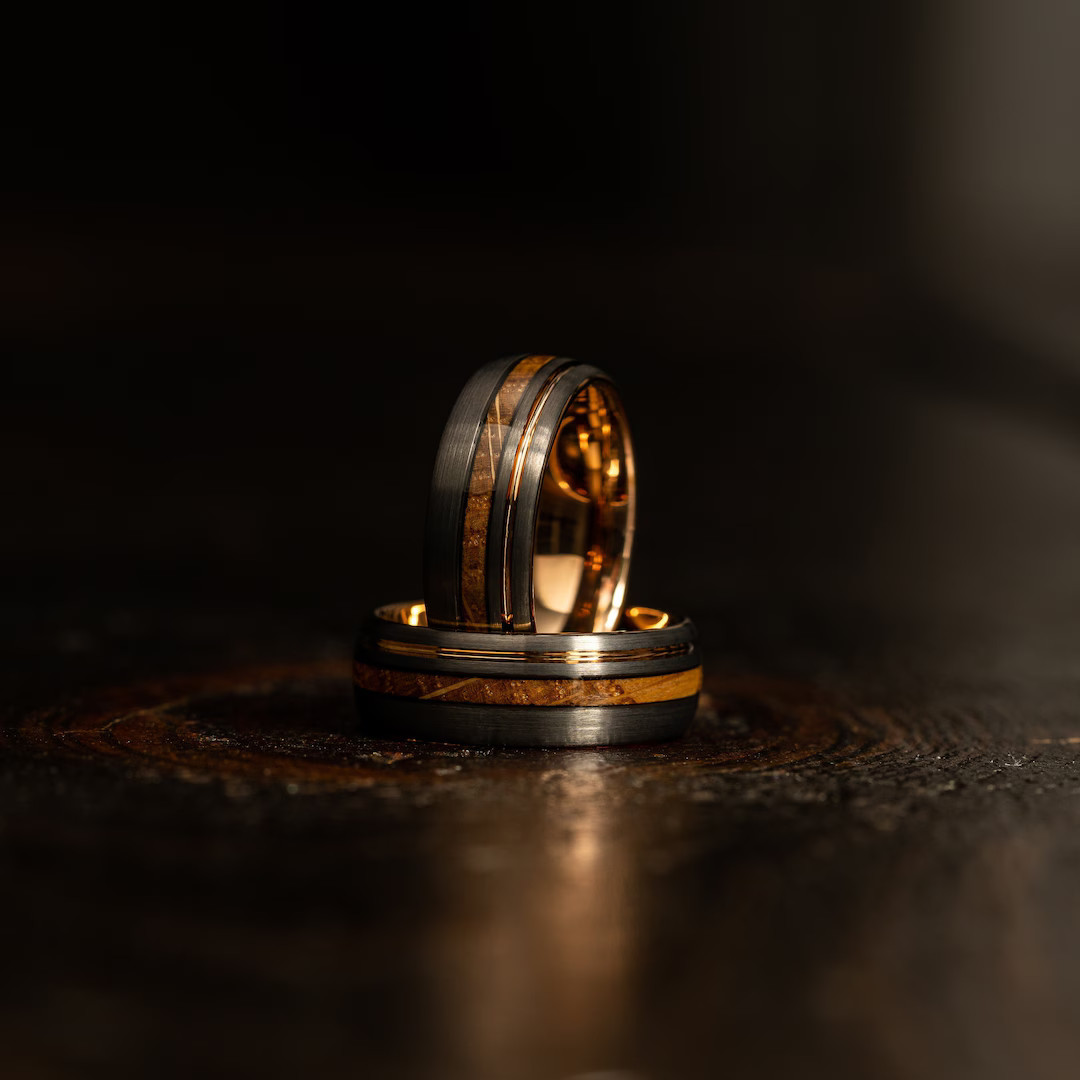Double Whiskey Barrel Ring Wood Ring Wooden Ring Wooden - Etsy | Etsy (US)