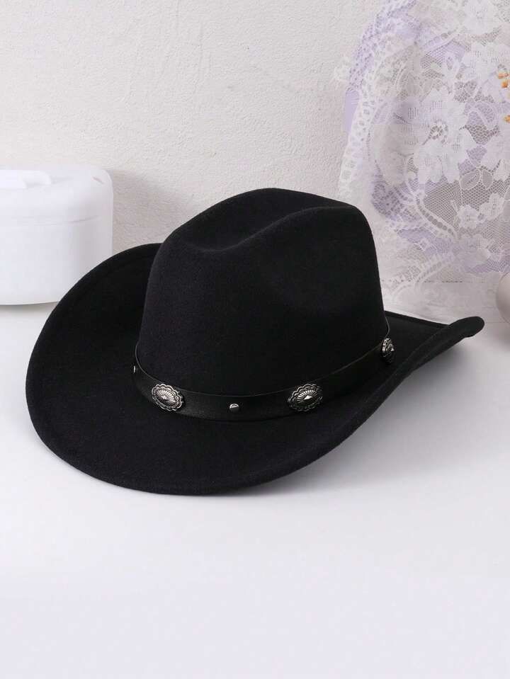 1pc Metallic Belt Decorated Jazz Panama Cowboy Hat Suitable For Daily Wear | SHEIN