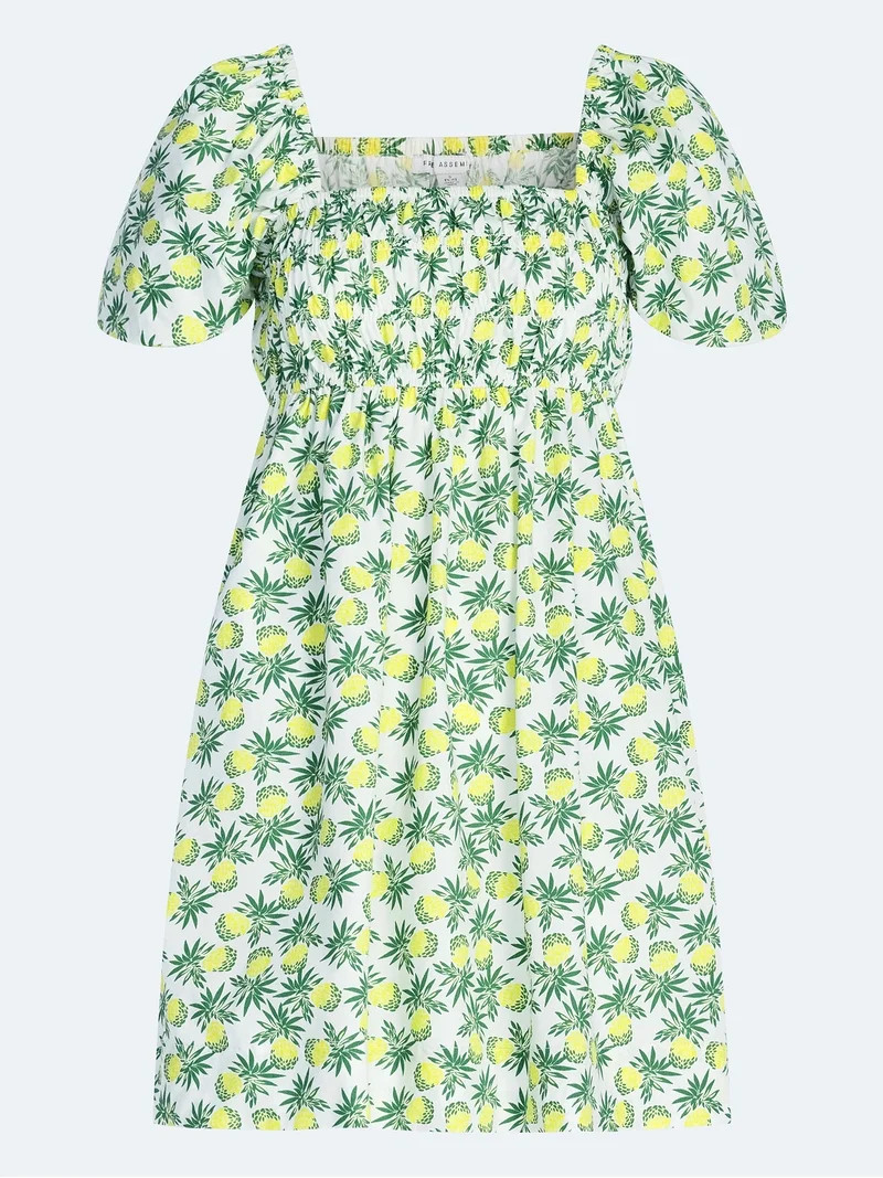Free Assembly Women's and Women's Plus Puff Sleeve Peasant Mini Dress, Sizes XS to 4X | Walmart (US)