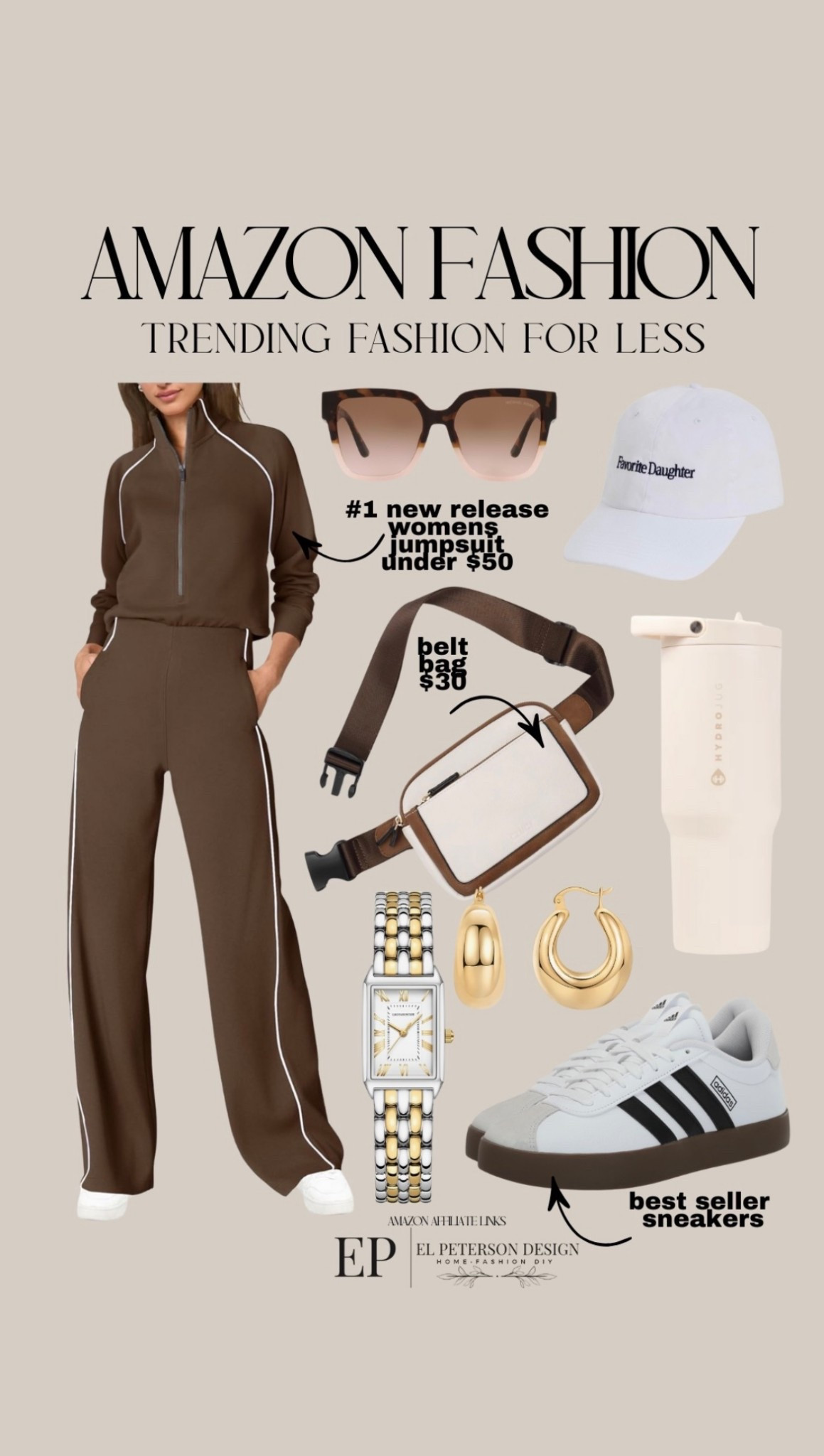 Amazon
Women’s jumpsuit
Sunglasses
Belt bag
Watch
Earrings
Sneakers
Tumbler
Cap 

#LTKFindsUnder50 #LTKFindsUnder100 #LTKStyleTip