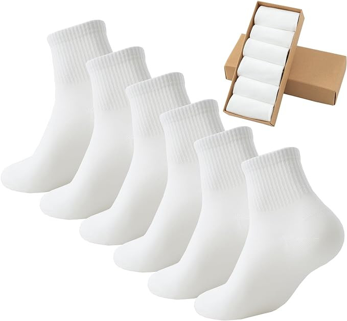 Women's Mini Crew Ankle Socks Pure Cotton Athletic Casual All Season Socks for Women | Amazon (US)