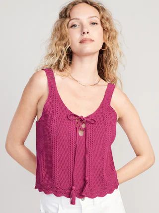 Tie-Front Sweater Tank Top for Women | Old Navy (US)