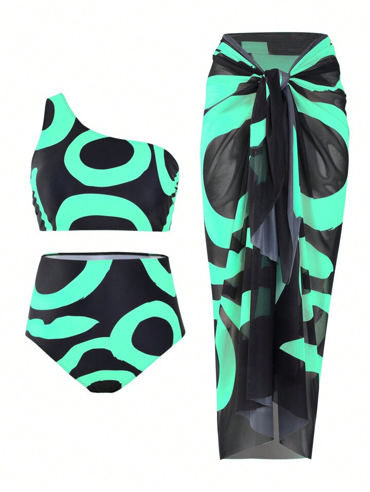 SHEIN Swim Vcay Plus Size Women's Printed Swimwear 3pcs Set Music Festival4.84(74) | SHEIN