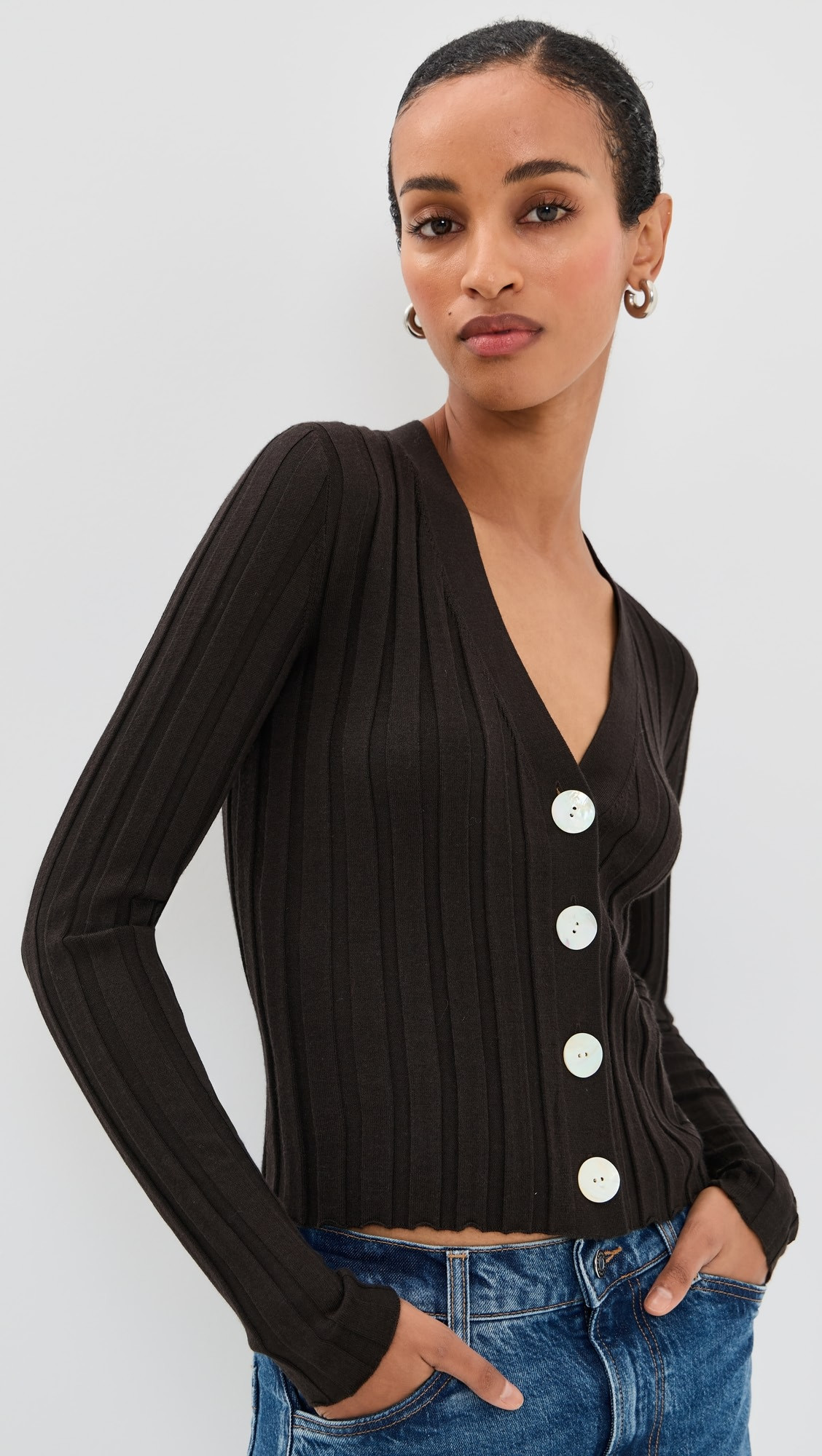 Ribbed V Neck Cardigan | Shopbop