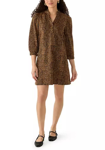 Petite 3/4 Sleeve Leopard Print Jacquard Knit Dress | Belk