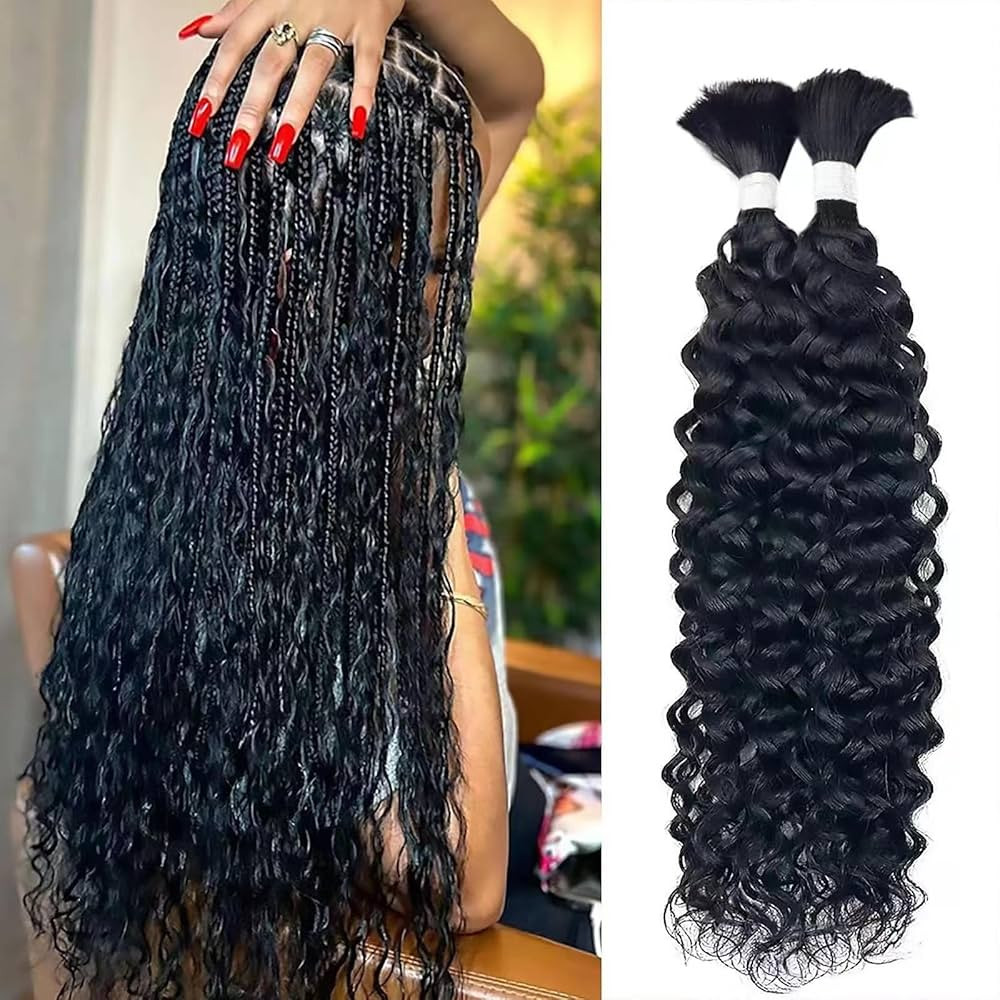 22 Inch Curly Human Hair Braiding Hair Wet and Wavy Water Wave Bulk Human Hair for Braiding No We... | Amazon (US)