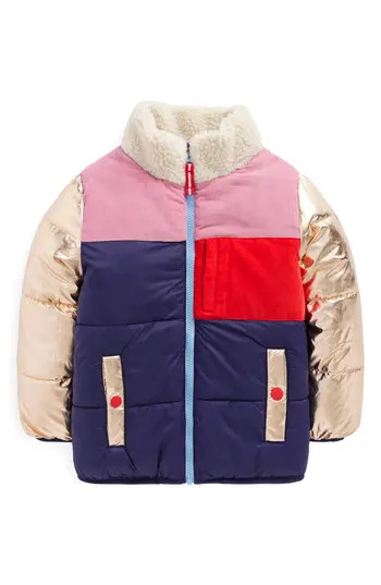 Mini Boden Kids' Cozy Corduroy Puffer Jacket in Metallic Colourblock at Nordstrom Rack, Size 4-5Y | Nordstrom Rack