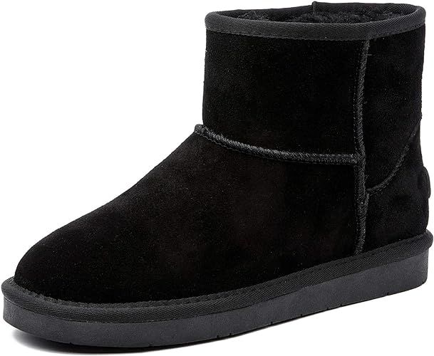 ZGR Women's Classics Winter Snow Boots Cow Suede Leather Mid-Calf Fur Lined Warm Shoes Outdoor An... | Amazon (US)