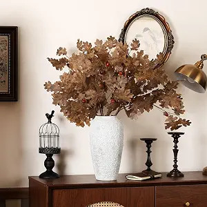 Wavwavw 6 Pcs 32 Inch Autumn Thanksgiving Artificial Oak Branch Faux Oak Leave Fall Branches Tabl... | Amazon (US)