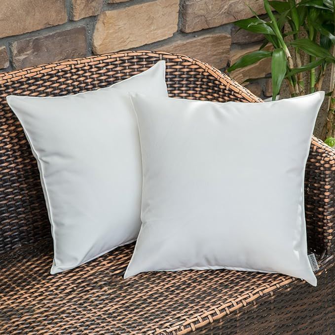 MIULEE Pack of 2 Decorative Outdoor Waterproof Pillow Covers Square Garden Cushion Sham Throw Pil... | Amazon (US)