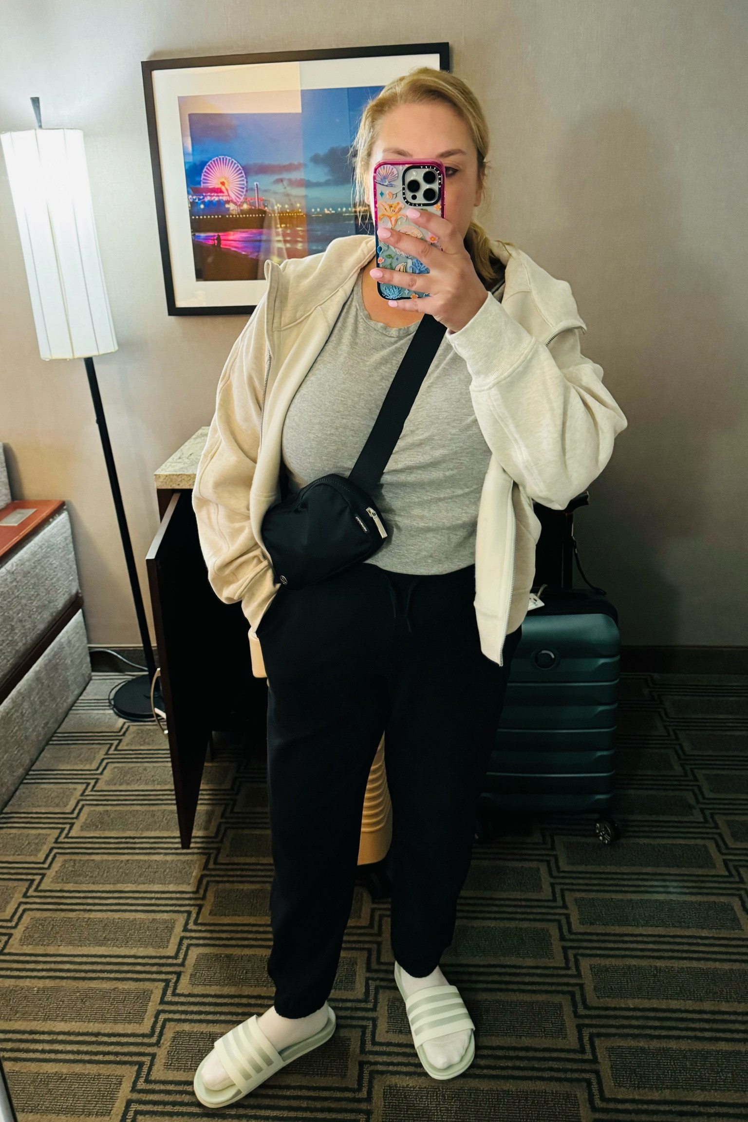 Comfy stylish travel outfit. M in bottoms (usually wear L but must run big), XL/XXL scuba (chest) 

#LTKTravel #LTKActive #LTKMidsize