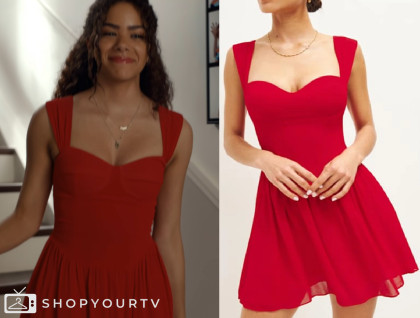 Character:Ginny Miller
Actor:Antonia Gentry
Show:Ginny and Georgia
Episode:3x03 - "Friends Can Dance"
Brand Product :Reformation Taiga Dress 

 