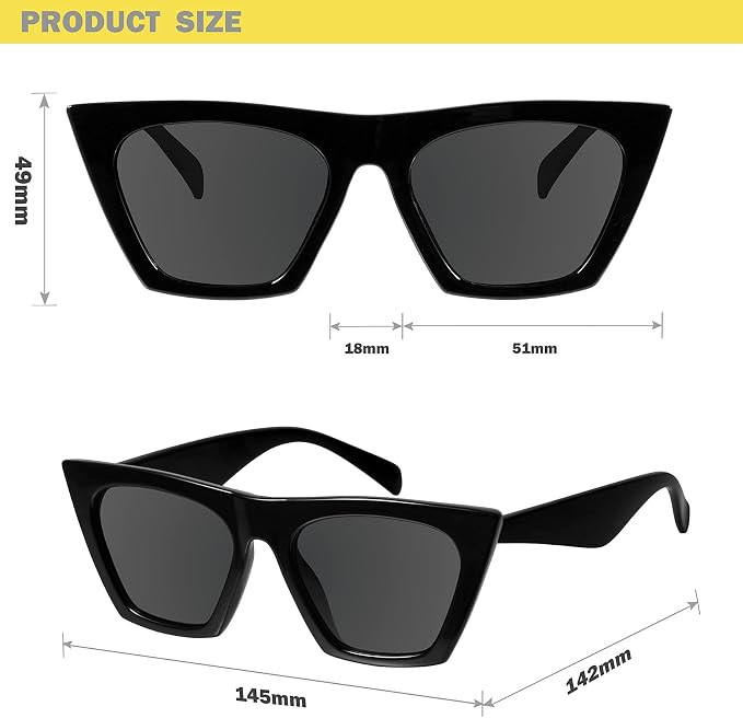 mosanana Square Cat Eye Sunglasses for Women Trendy Style Model-SHINE | Amazon (US)