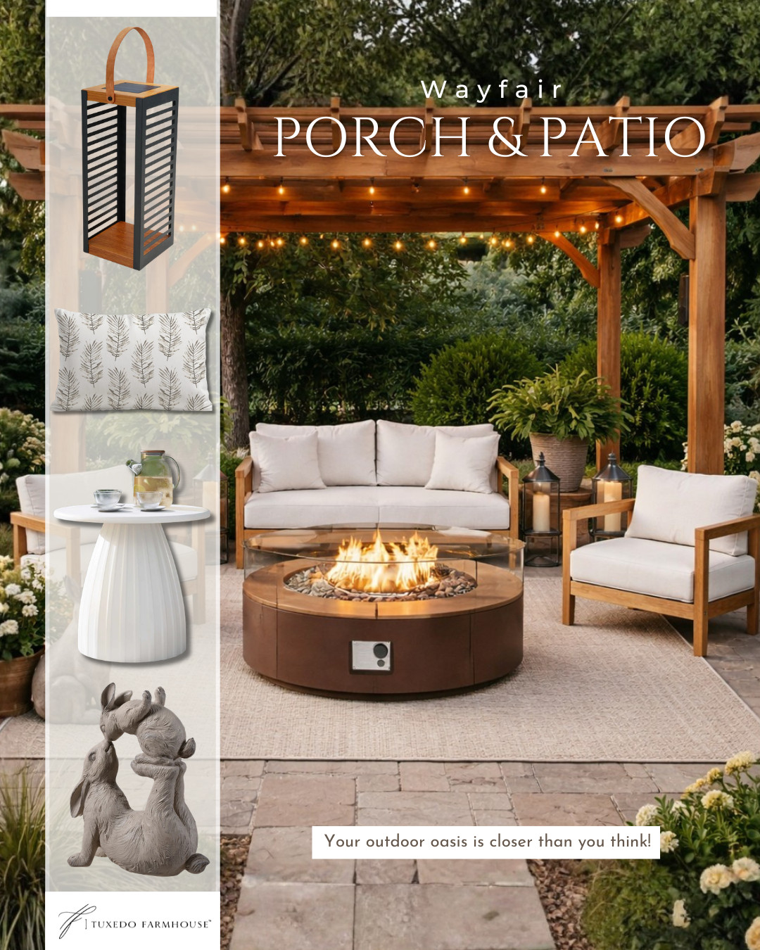 Wayfair - Porch & Patio

Turn your patio into the ultimate outdoor retreat 🏡✨
Shop the looks you love and create a cozy, elevated space perfect for entertaining or unwinding all season long. From warm wood seating to statement lighting and charming garden accents, these must-have finds make it easy to bring comfort and style outdoors—no designer required.

Tap to shop your outdoor oasis!

#LTKhome #LTKoutdoor #LTKseasonal #LTKstyletip  

 #LTKSeasonal #LTKHome #LTKSaleAlert