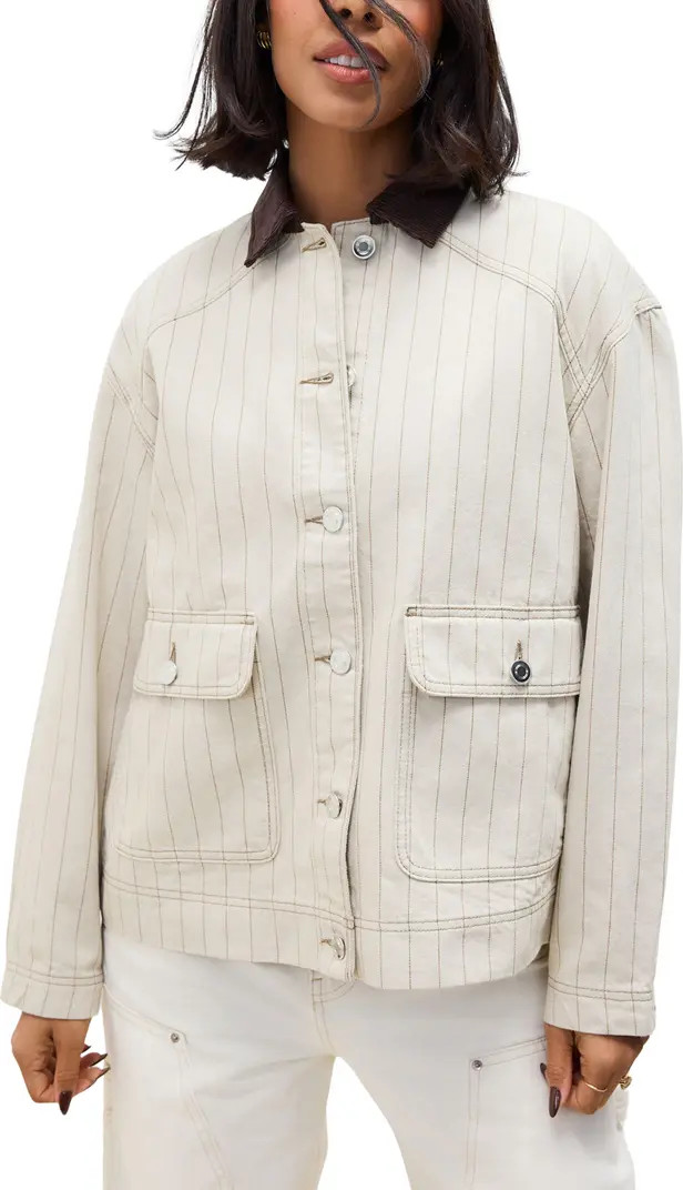 Corduroy Collar Stripe Twill Jacket | Nordstrom