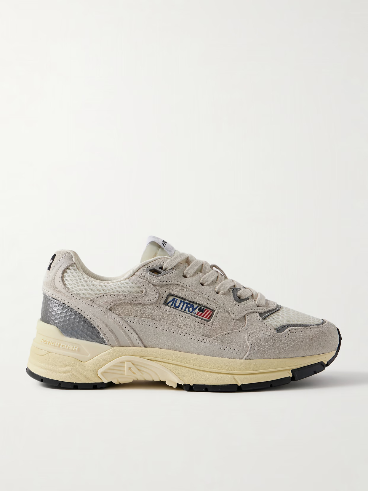 Autry - Hyperway Mesh And Metallic Leather-trimmed Suede Sneakers - Gray | NET-A-PORTER (US)