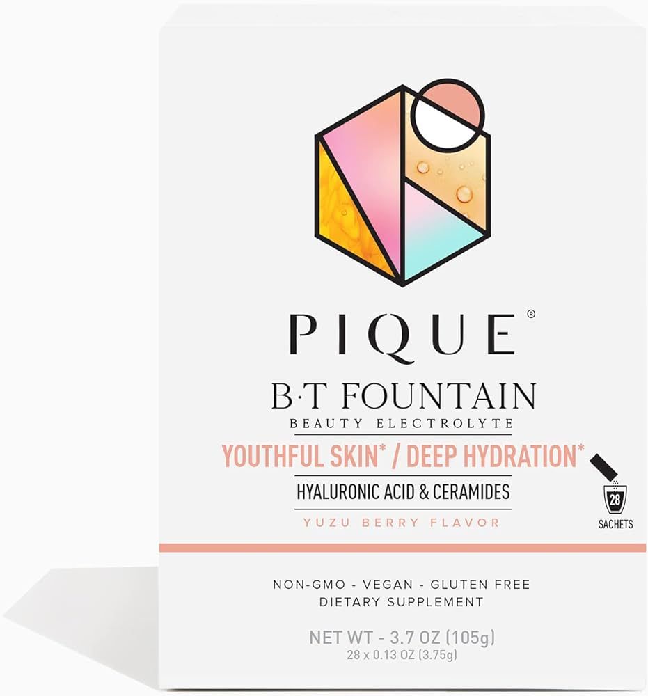 PIQUE BT Fountain Beauty Electrolyte Powder - Hydration Powder Packets with Hyaluronic Acid, Cera... | Amazon (US)