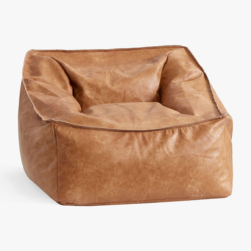 Faux Leather Caramel Modern Bean Bag Lounger Collection | Pottery Barn Teen