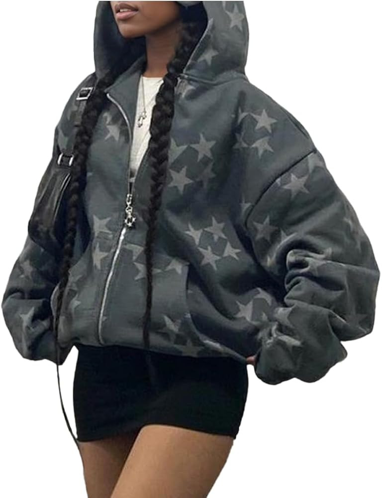 Sumleno Fairy Grunge Clothes Alt Emo Clothing Y2k Zip Up Hoodie Oversized Hooded Sweatshirt Haraj... | Amazon (US)