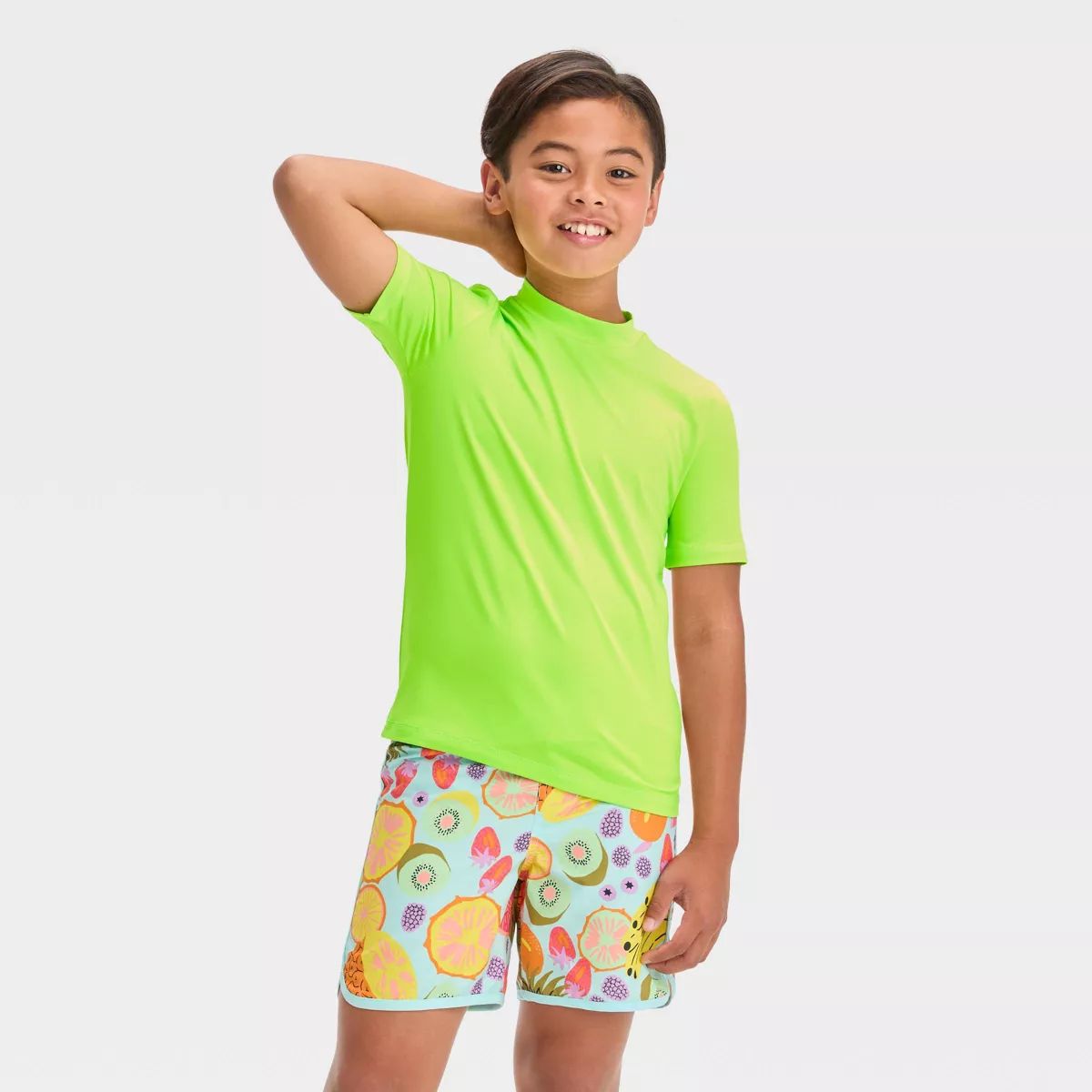 Boys' Solid Rash Guard Top - Cat & Jack™ Lime Green | Target